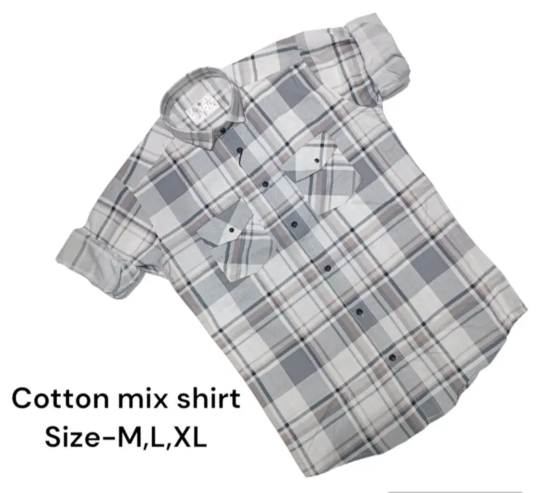 Man box pack cotton mix checks shirt -9200-Grey uploaded by business on 3/13/2024