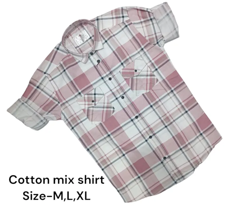 Man box pack cotton mix checks shirt -9200-Pink uploaded by Kushal Jeans, Indore on 3/13/2024