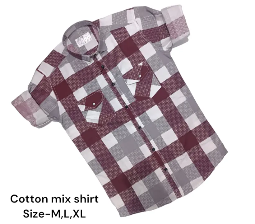 Man box pack cotton mix checks shirt -9201-Maroon uploaded by Kushal Jeans, Indore on 3/13/2024