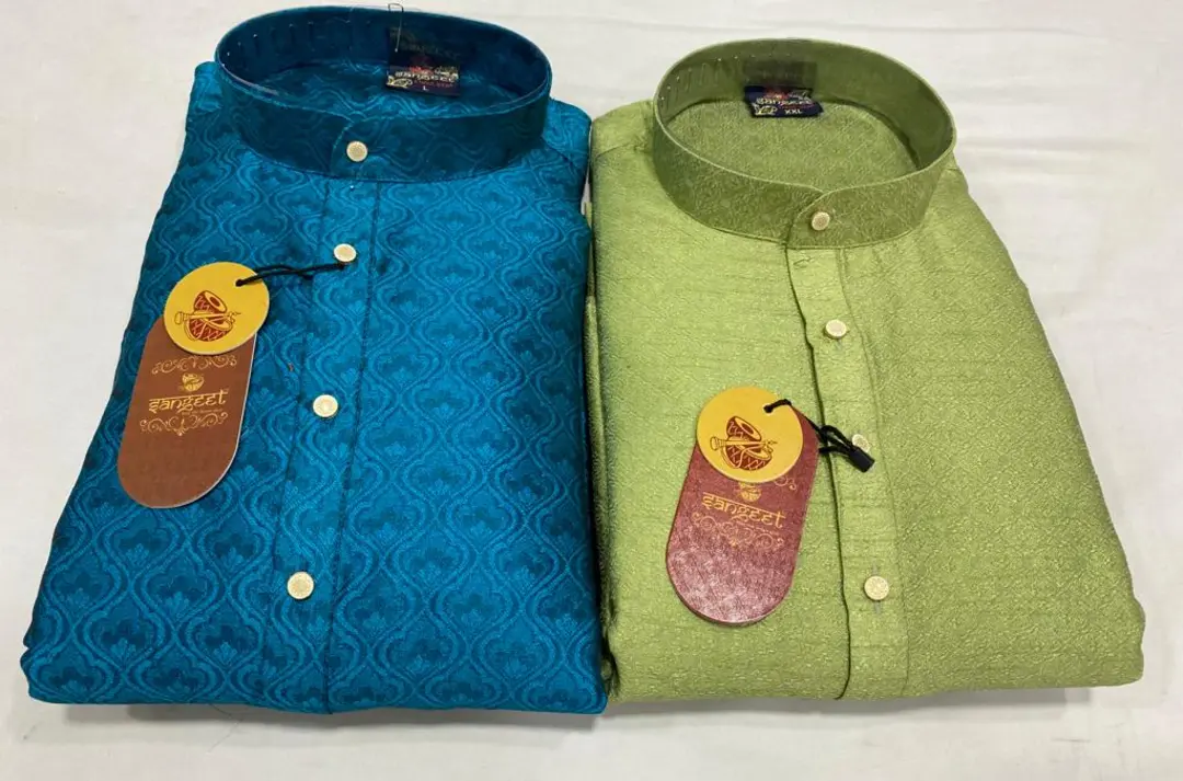 Men's kurta pyajama Set with box silk cotton fabric  uploaded by business on 3/14/2024