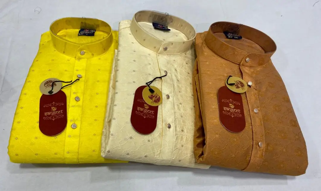 Men's kurta pyajama Set with box silk cotton fabric  uploaded by business on 3/14/2024