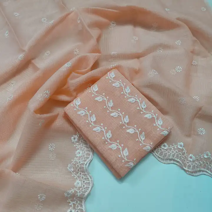 Kota cotton embroidery work suit  uploaded by Handloom fabric on 3/15/2024