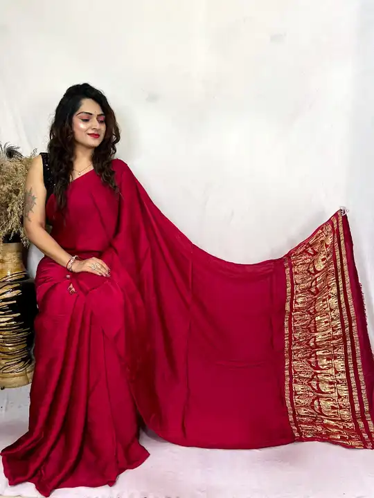 MODAL SILK PLAIN DYING SAREE WITH NAKSHI PALLU uploaded by ICON DRESSES on 3/15/2024