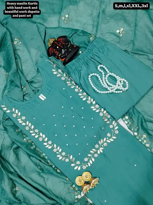 Exclusive Maslin Silk Handwork Suit  uploaded by business on 3/15/2024