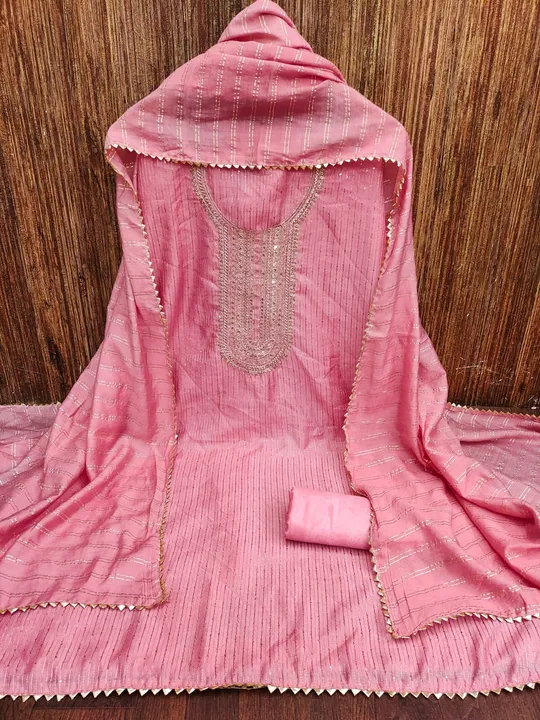 DIABLE CHANDERI CROSET WORK WITH embroidery WORK(2)* uploaded by Kesari Nandan Fashion saree and dress material on 3/15/2024