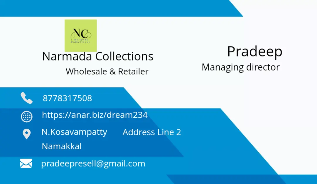 Visiting card store images of NARMADA COLLECTIONS