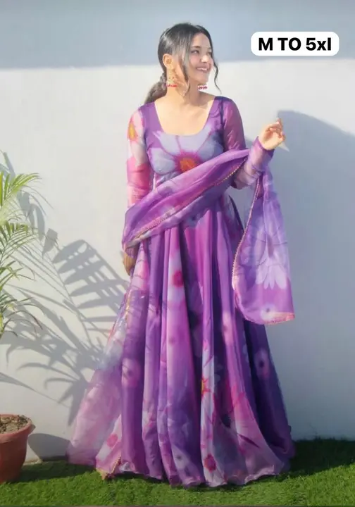 Good Quality Floral Print Gown with Dupatta... WhatsApp 9830750023 uploaded by Krasiv on 3/16/2024