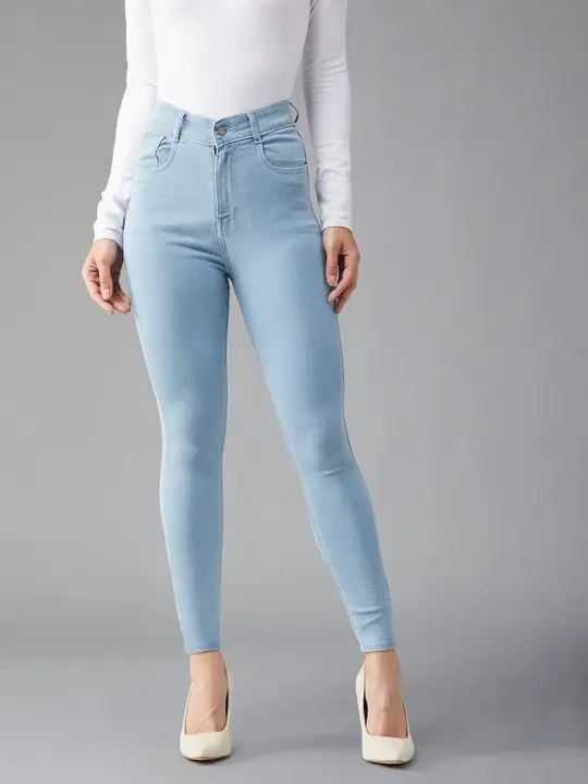 1 button Sky blue  high waist jeans  uploaded by Shoppingfactory on 3/16/2024