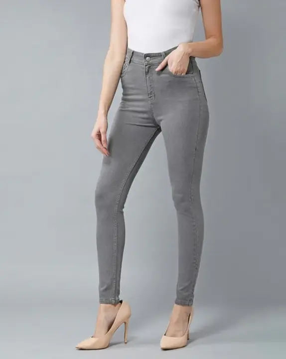 1 button Grey High waist jeans uploaded by Shoppingfactory on 3/16/2024