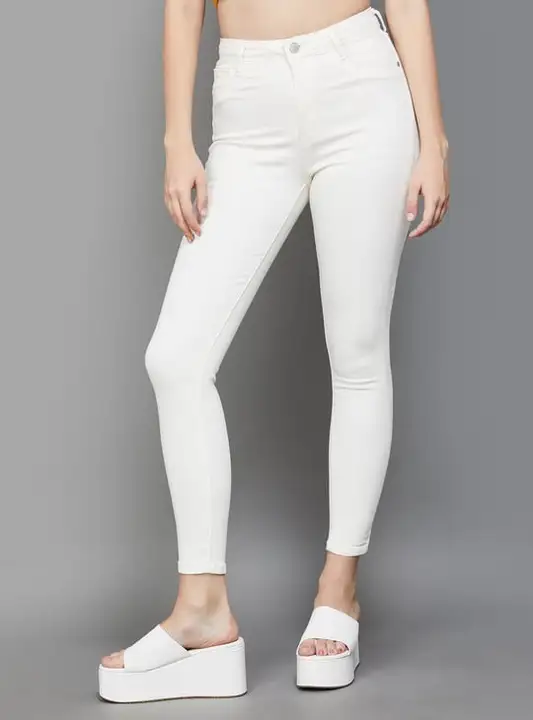 1 button high waist white jeans  uploaded by Shoppingfactory on 3/16/2024