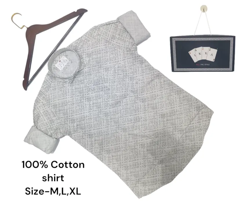 Man box pack 100% Cotton printed shirt -9204-grey uploaded by business on 3/16/2024