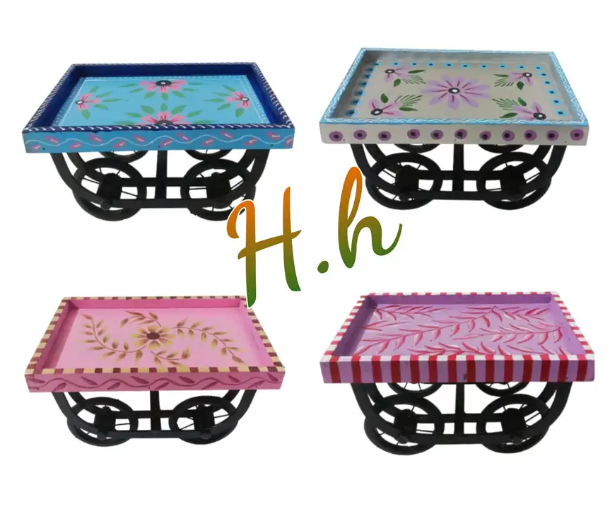 Decorative Beautiful MDF Movable Cart Platter Hand.Painted Collection Available  in Very Reasonable  uploaded by Hina Handicrafts on 3/16/2024