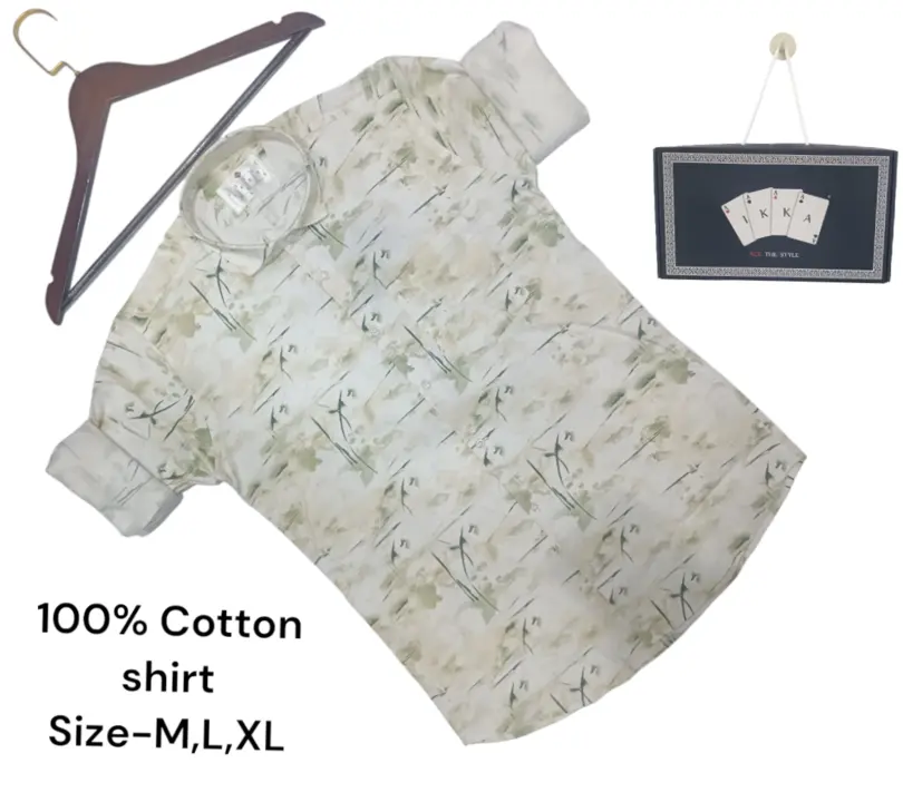 Man box pack 100% Cotton printed shirt -9205-green uploaded by business on 3/16/2024