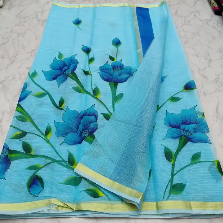 Kota doria hand painting saree  uploaded by Handloom fabric on 3/16/2024