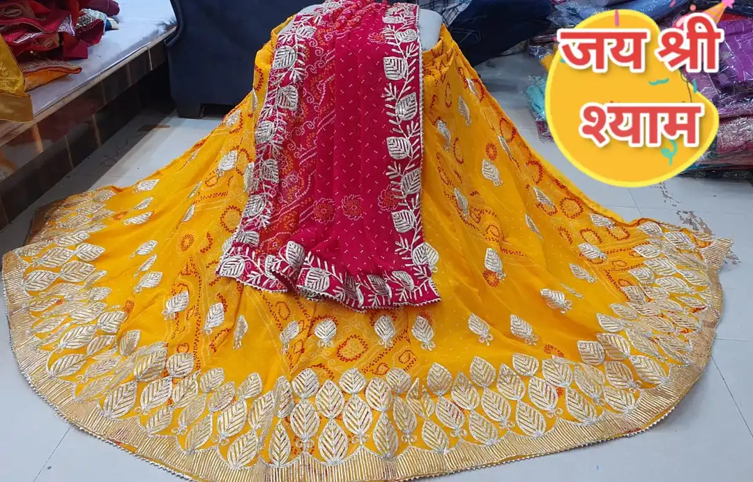 9983344462.  New launching
pure 60g Georgette fabric lahnga Rai bandej  with kacha gota patti work
p uploaded by Gotapatti manufacturer on 3/17/2024