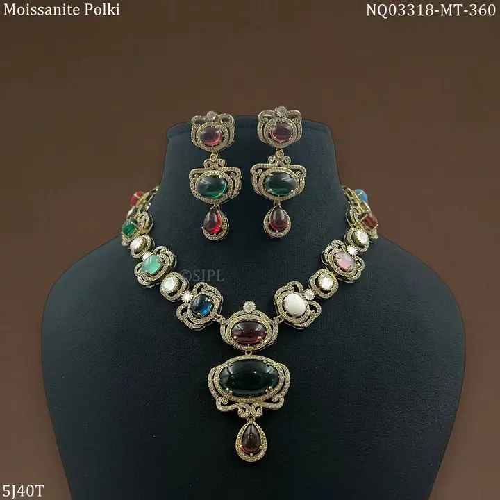 Moissanite polki Necklace set uploaded by business on 3/18/2024