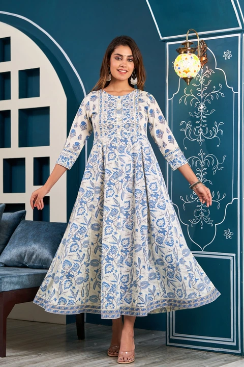 Cotton Anarkali With Dupatta  uploaded by Rushi Creation on 3/19/2024