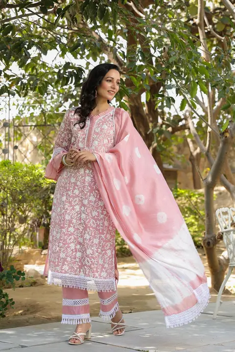 Premium cotton fabric Sequence Work kurti pant dupatta  uploaded by Kabir Fashion World on 3/19/2024