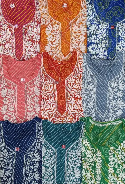 Kurti
Fabric kota
Length 46
Size 38 to 44
Ghass patti work... uploaded by Msk chikan udyog on 3/19/2024
