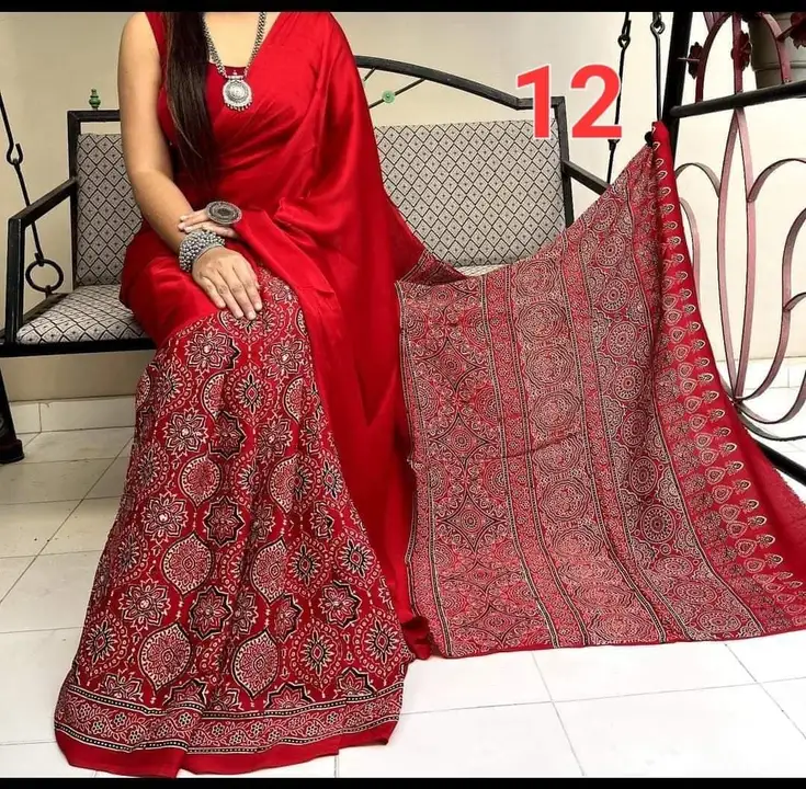 Pure Modal Silk Ajrak Print Saree... WhatsApp 9830750023 uploaded by business on 3/19/2024