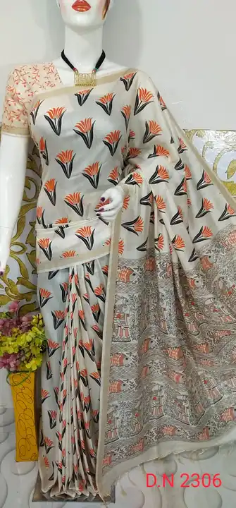 Hand print saree uploaded by WeaveMe India on 3/20/2024