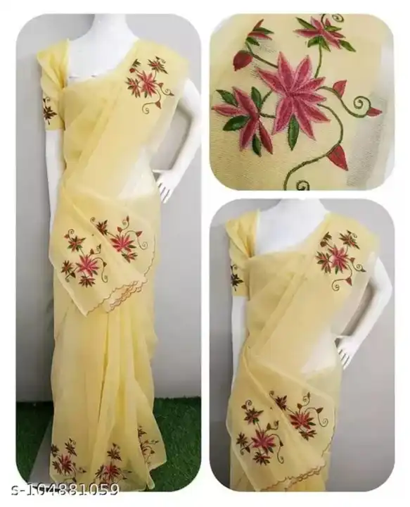 Kota doria embroidery work saree  uploaded by Handloom fabric on 3/20/2024