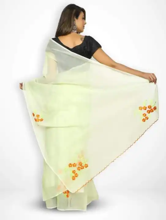 Kota doria embroidery work saree  uploaded by Handloom fabric on 3/20/2024