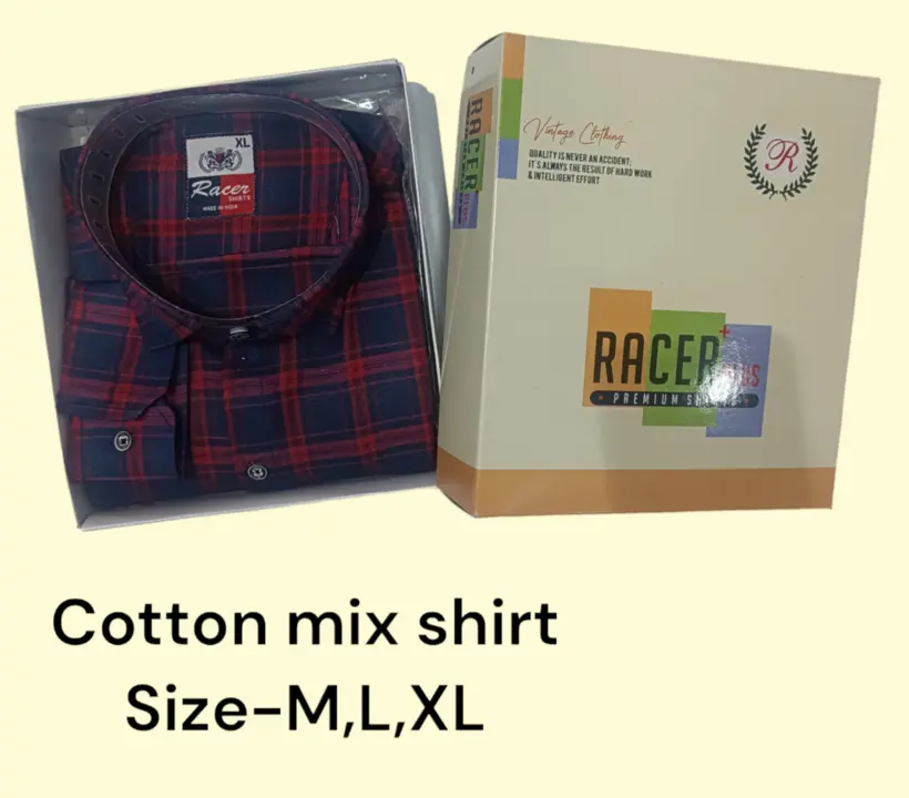 Men's box pack cotton mix checks shirt -6380-Red uploaded by business on 3/21/2024