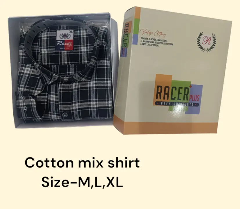 Men's box pack cotton mix checks shirt -6380-Black uploaded by business on 3/21/2024