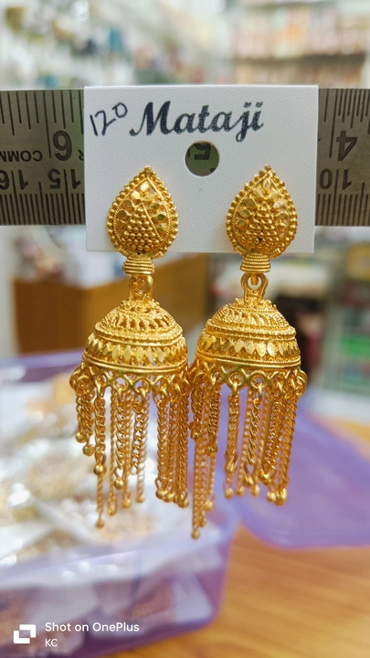 Gold plated jhumki earrings  uploaded by Krishna collection on 3/21/2024