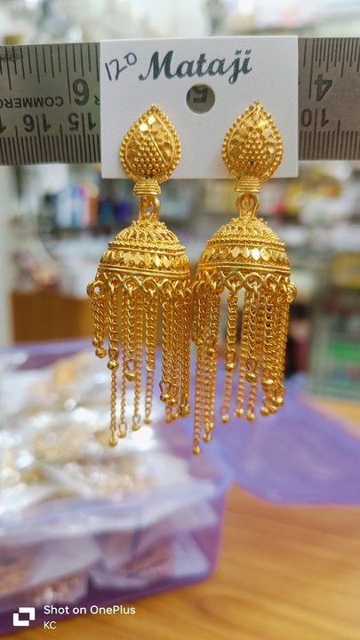 Gold plated jhumki earrings  uploaded by Krishna collection on 3/21/2024