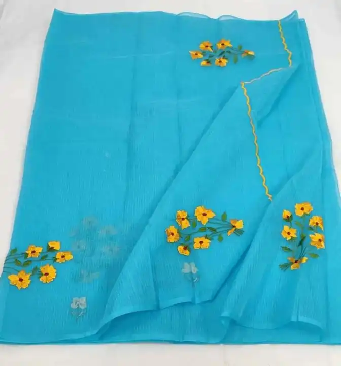 Kota doria embroidery work saree  uploaded by Handloom fabric on 3/21/2024