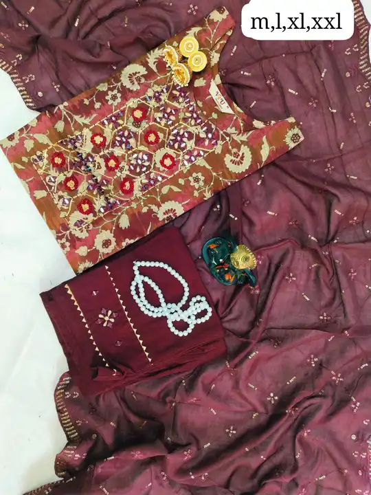 Premium Maslin Silk Suit with Handwork  uploaded by Vihu fashion on 3/22/2024
