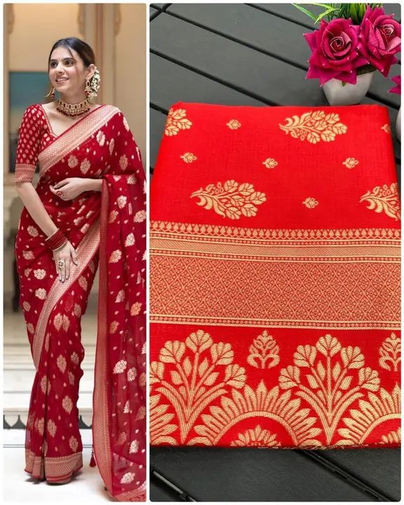 *Beautiful Art Silk Jacquard Border Saree With Unstitched Running Blouse For Women Wedding Wear Part uploaded by Kesari Nandan Fashion saree and dress material on 3/22/2024