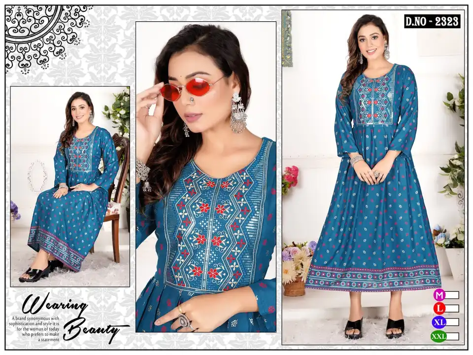Fancy long ghera kurtis full selves  uploaded by Radha Creation , Maira sales for Readymade items on 3/22/2024