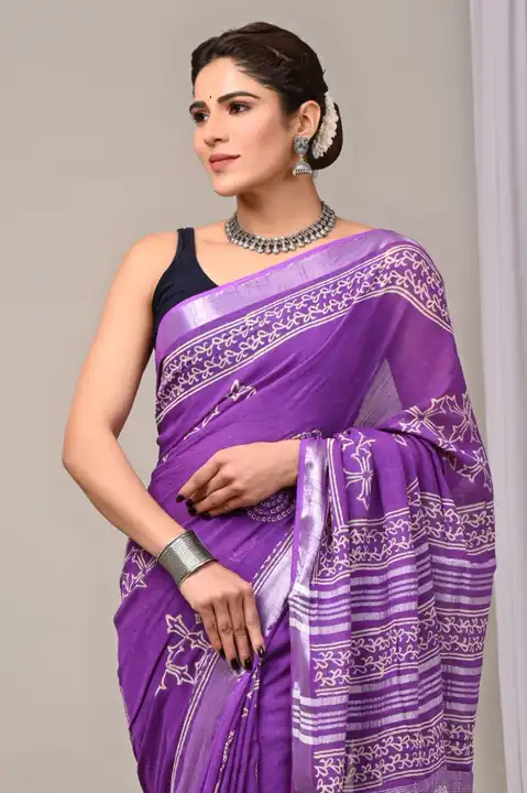 Cotton Linen saree  uploaded by business on 3/23/2024