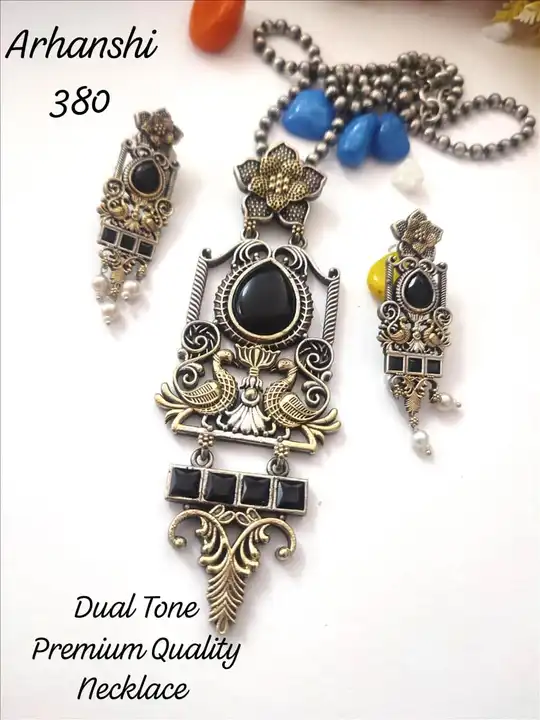 Premium quality oxidised necklace set. Studded with precious stone  uploaded by CULTURE on 3/23/2024