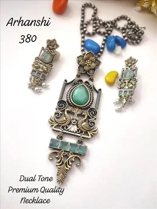 Premium quality oxidised necklace set. Studded with precious stone  uploaded by CULTURE on 3/23/2024