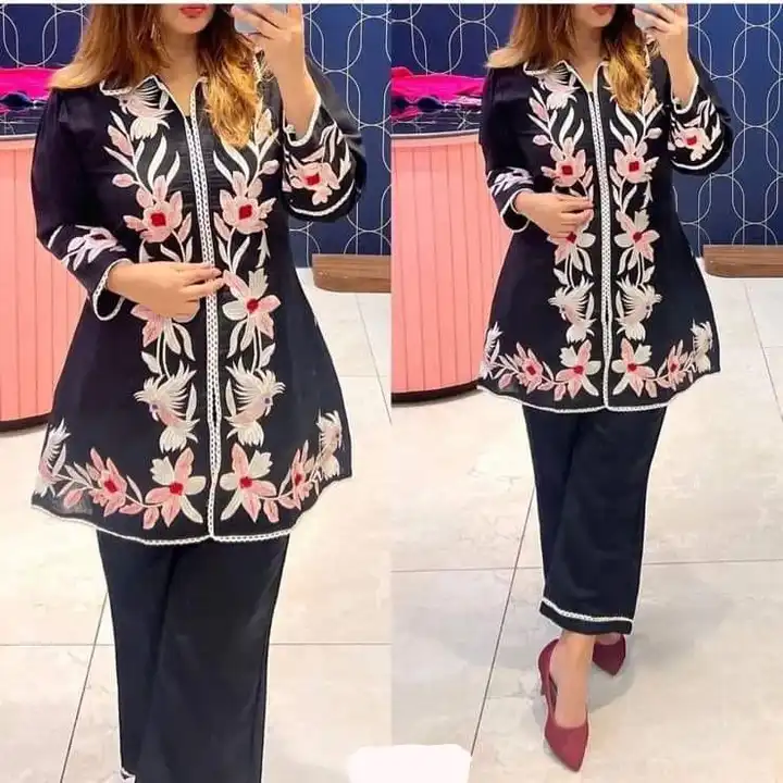 Full embroidery kurti with pant  uploaded by business on 3/23/2024