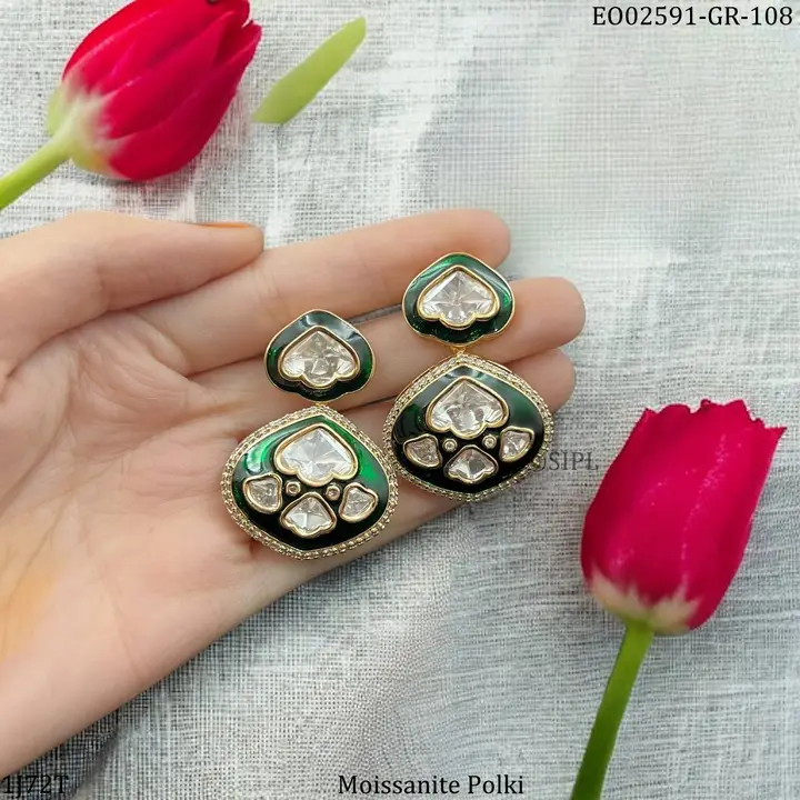 Original Moissanite polki earrings  uploaded by business on 3/23/2024