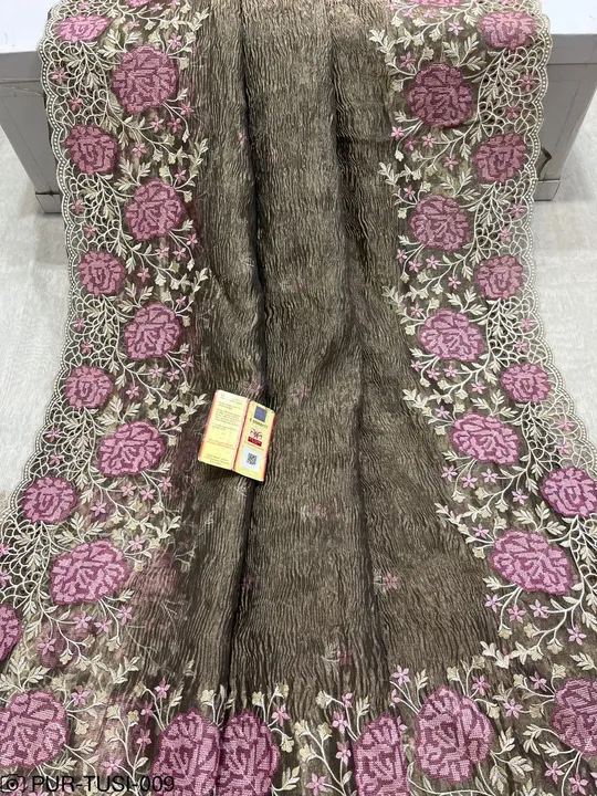 Pure tissue embroidery work Saree with Silkmark Certified  uploaded by business on 3/23/2024