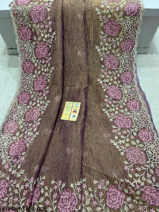 Pure tissue embroidery work Saree with Silkmark Certified  uploaded by M S fabrics on 3/23/2024