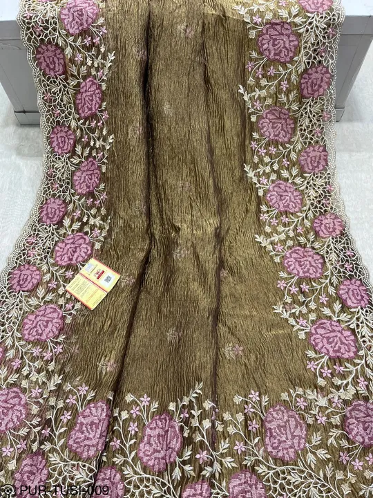 Pure tissue embroidery work Saree with Silkmark Certified  uploaded by business on 3/23/2024