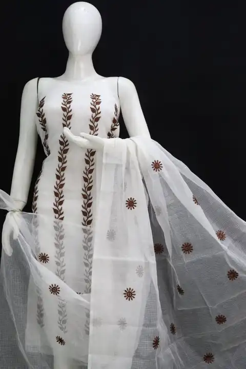 Kota doria embroidery work suit  uploaded by Handloom fabric on 3/23/2024