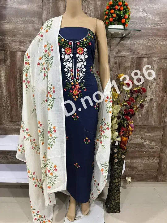 Neck embroidery with cotton dupatta  uploaded by Heena fashion house on 3/24/2024