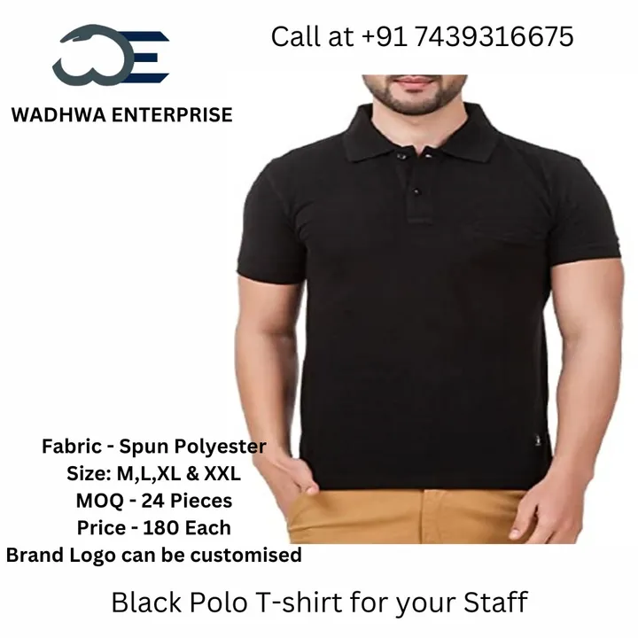 Black Polo Spun Polyester T-shirt  uploaded by Wadhwa Enterprise on 3/25/2024