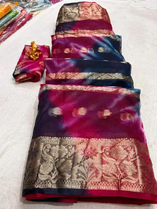 Organza saree double shades  uploaded by business on 3/26/2024