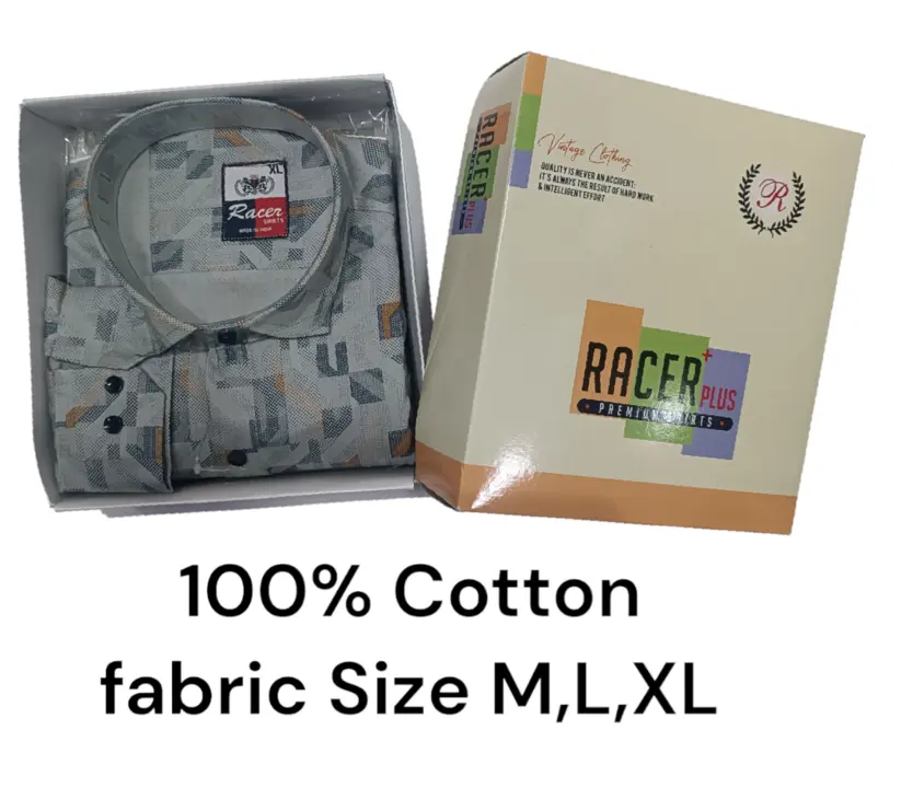 Men's box pack cotton fabric printed shirt -6372-Lightgrey uploaded by business on 3/26/2024