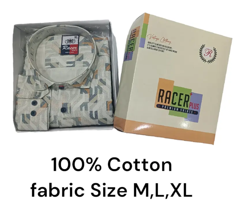 Men's box pack cotton fabric printed shirt 6372-Beige uploaded by business on 3/26/2024