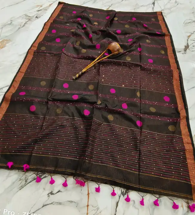 Handloom sequence ball sareee uploaded by business on 3/26/2024